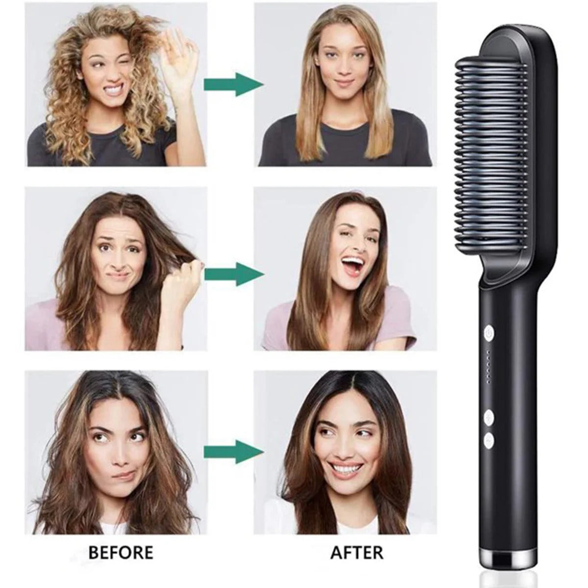 Hair Straightener Used While Massaging Hair Scalps And Head
