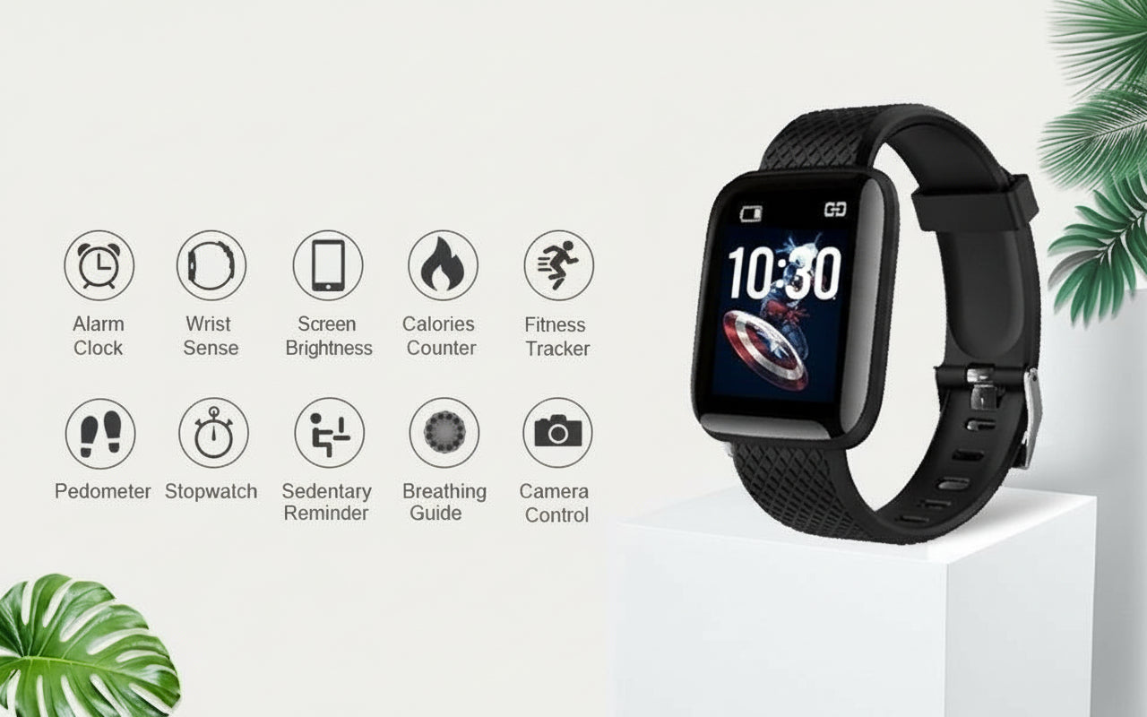 ID116 Plus Smart Bracelet Fitness Tracker Color Screen Smartwatch Heart Rate Blood Pressure Pedometer Sleep Monitor