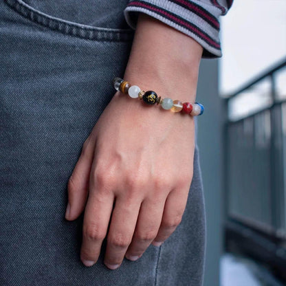 Natural Beads Om Bracelet