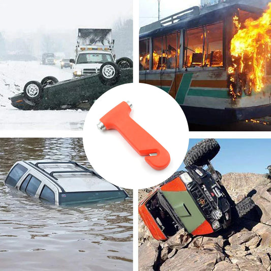 Car Safety Hammer - Emergency Rescue Tool with Window Breaker & Seatbelt Cutter